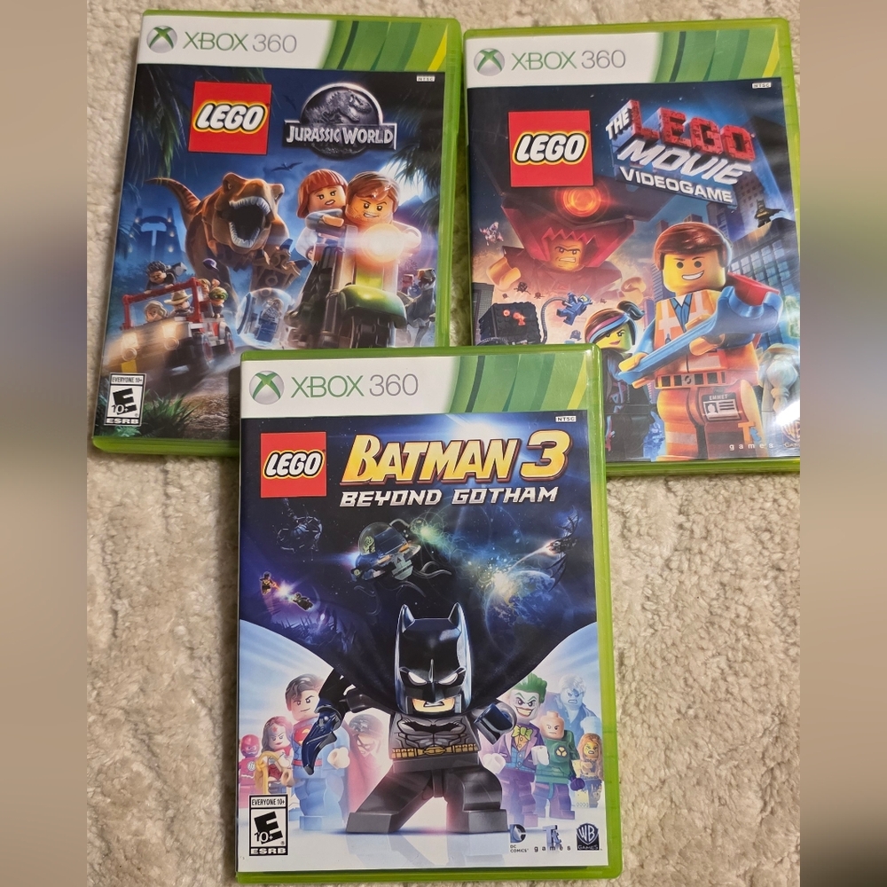 LEGO Xbox 360 Video Game Bundle - Batman 3, Jurassic World, LEGO Movie
